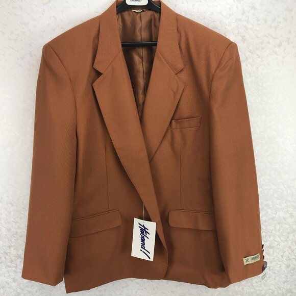 Haband Stylish Rust Orange Single-Breasted Blazer Notch Lapel Full Sleeve Sz 42R